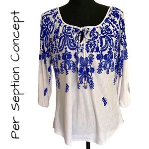 PER SEPTION CONCEPT Lightweight Boho Top, Size Small
